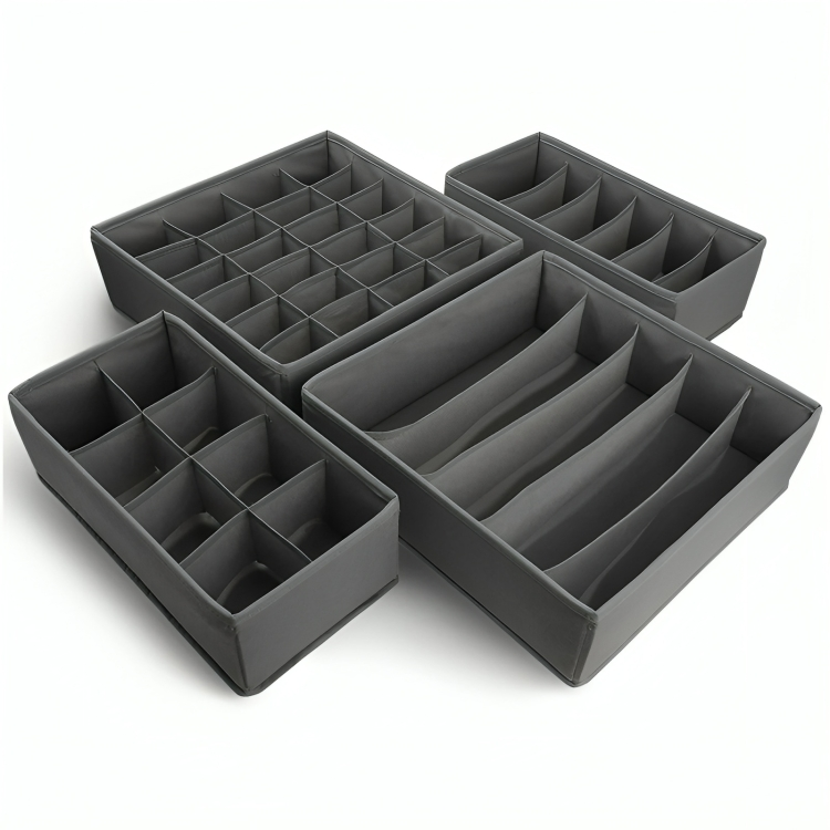 Drawer Organizers Grey Pack Of 4 - Sort And Store