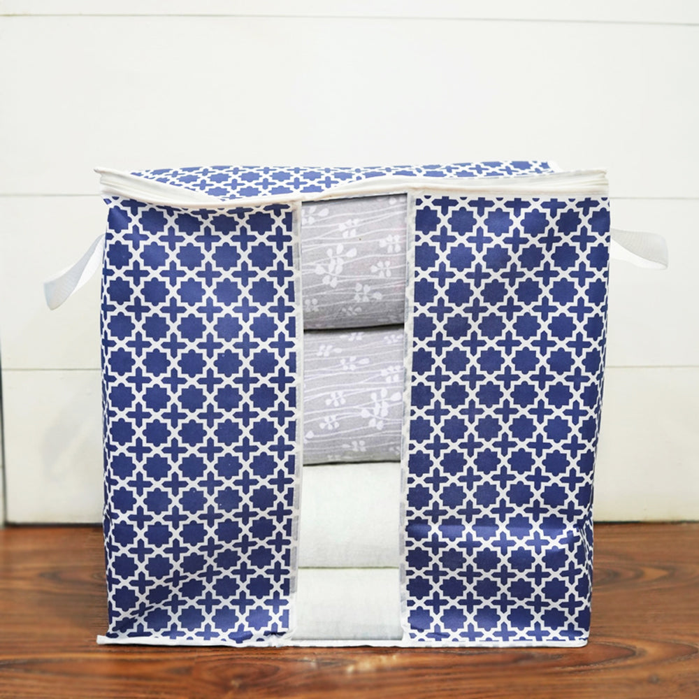 Large Collapsible Clothes/Blanket Storage Bag Moroccan Print Pack of 4