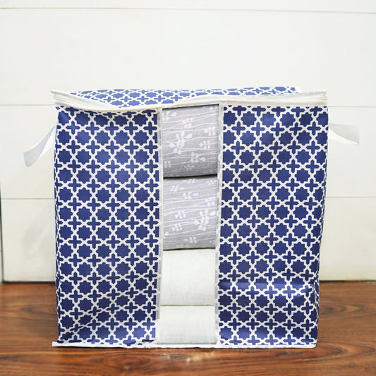 Large Collapsible Clothes/Blanket Storage Bag Moroccan Print Pack of 4